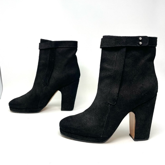 Rachel Comey Burnished Black Suede Chunky Heeled Ankle Boots Size 8.5 - Picture 4 of 8